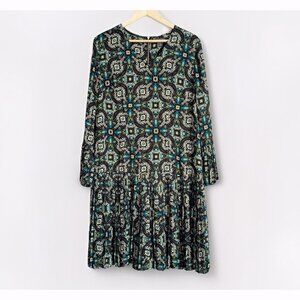 The Limited Women Dress Sz 12 Mikonas Jewel Tone Pleated Drop Waist Forest Boho